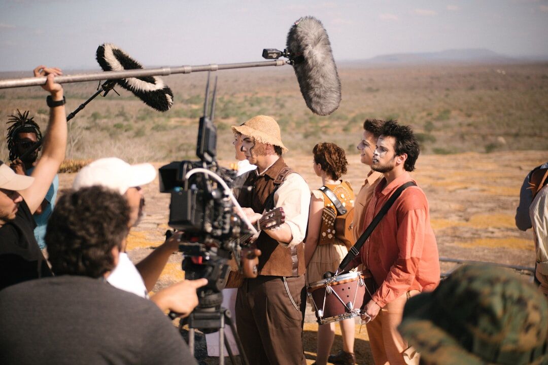 actors on film set