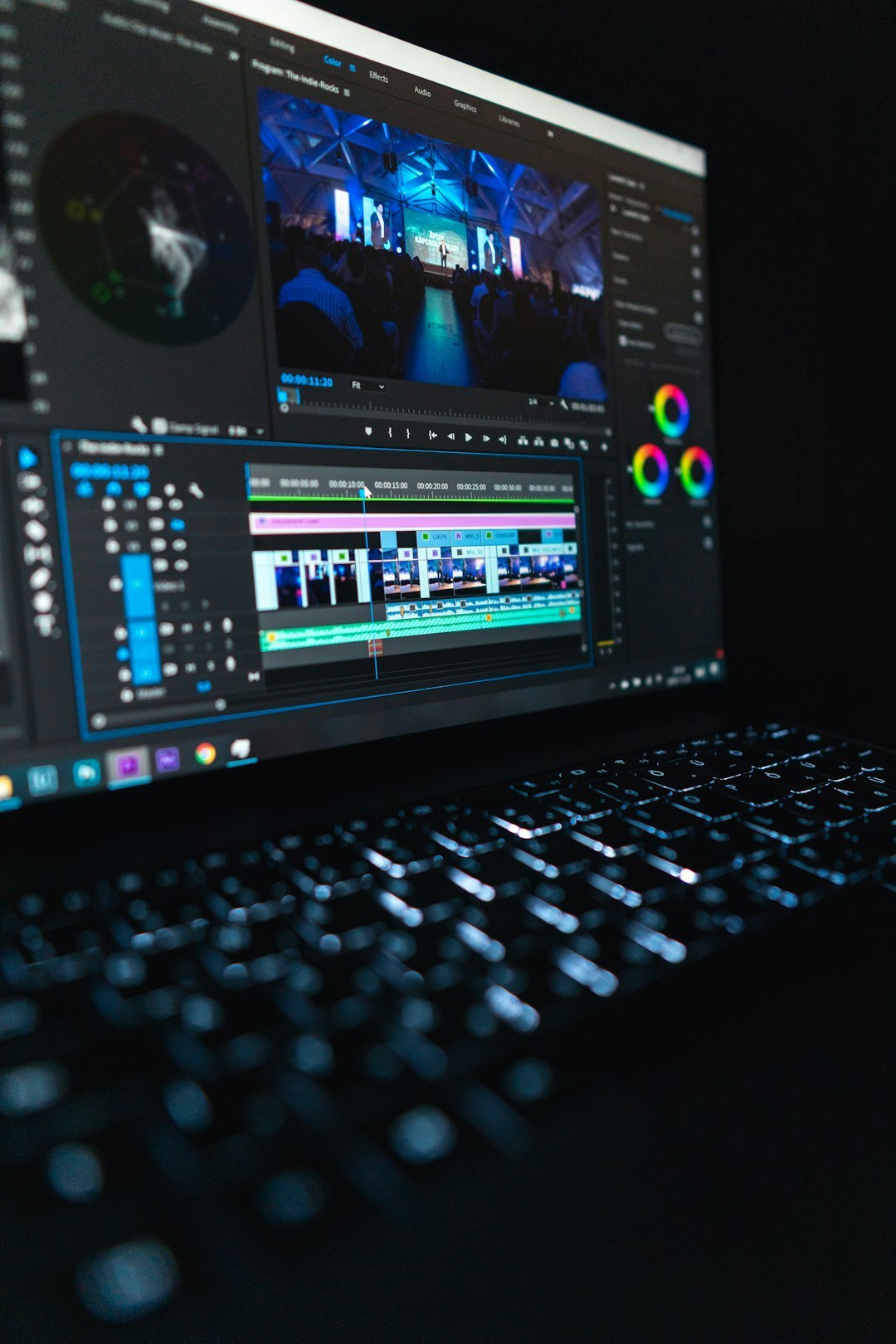 cinematic video editing session