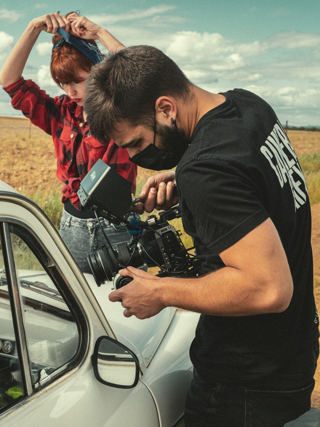 filmmaker composing shot